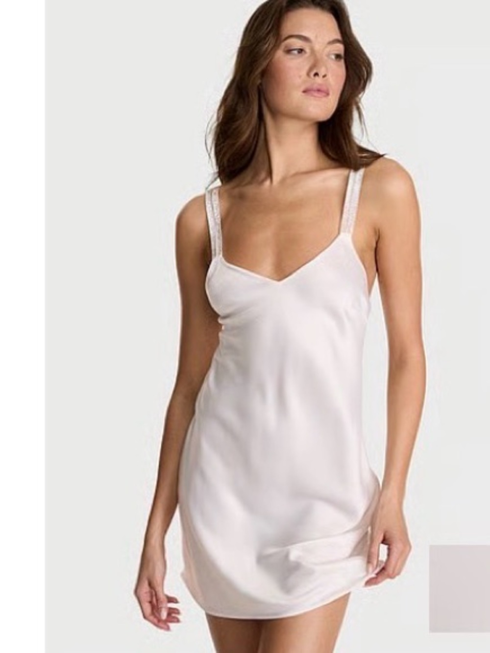 Victoria's Secret Coconut White Slip with Rhinestone Straps